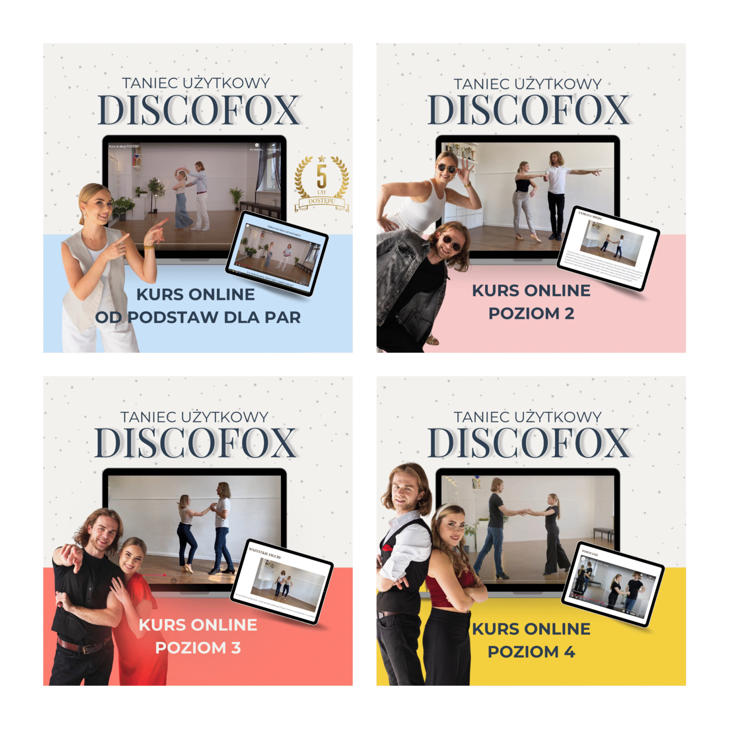 Pakiet 4 Kursów Discofox (Poziomy 1–4)